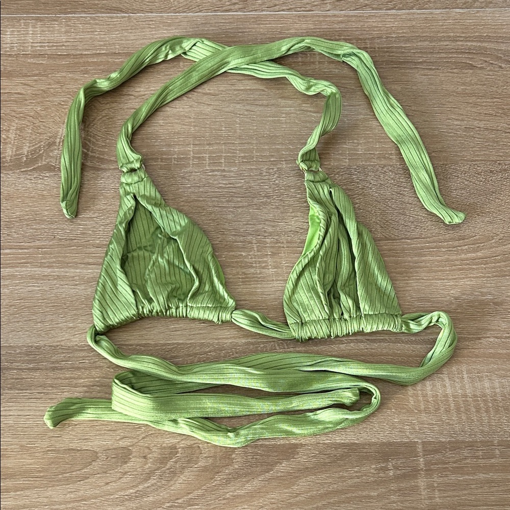 Monday Swimwear Lime Green Ribbed Triangle Bikini Top